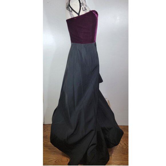Lanvin Strapless Gown-Velvet Bodice & Draped Skirt Wine/Black Size 40 / US 8 - Picture 3 of 8
